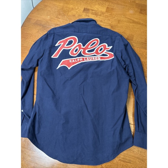 Polo Ralph Lauren Spell Out Shirt Men's Size Medium Blue Long Sleeve - Picture 11 of 14